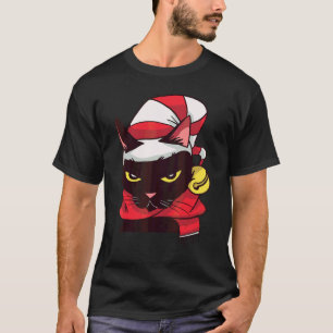 Camiseta Sombrero de disfraz de Navidad Bufanda Gatos enf