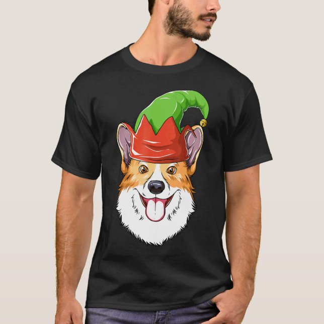 Camiseta Sombrero de Elfo Corgi Navidad Corgi  (Anverso)
