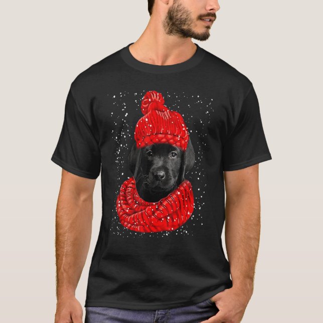 Camiseta Sombrero de invierno rojo Labrador Bufanda de Navi (Anverso)