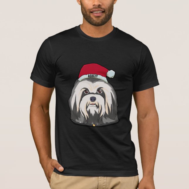 Camiseta Sombrero de Navidad para Perro Terrier Havanés Gra (Anverso)