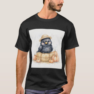 Camiseta Sombrero de paja de cuervo lindo cosecha