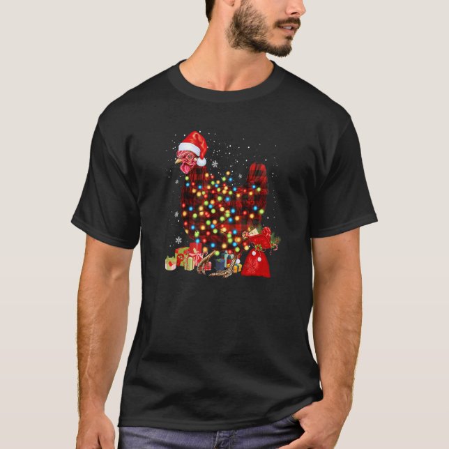 Camiseta Sombrero de pollo de pollo de Santa Luces de búfal (Anverso)