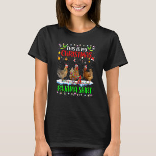 Camiseta Sombrero De Pollo De Santa Luces Este Es Mi Navida