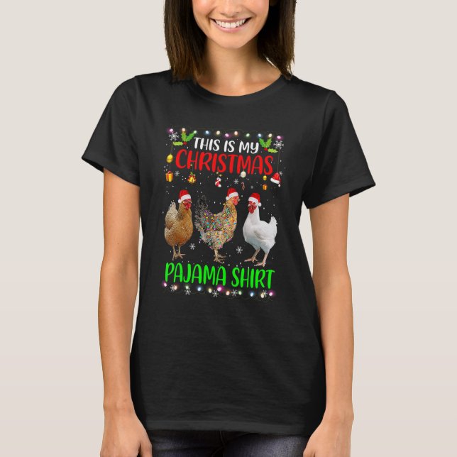 Camiseta Sombrero De Pollo De Santa Luces Este Es Mi Navida (Anverso)
