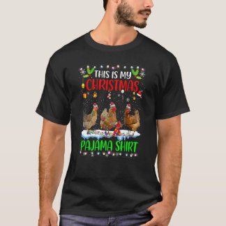 Camiseta Sombrero De Pollo De Santa Luces Este Es Mi Navida