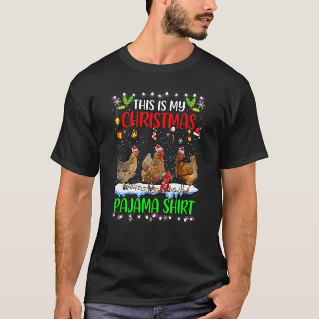 Camiseta Sombrero De Pollo De Santa Luces Este Es Mi Navida (Anverso)