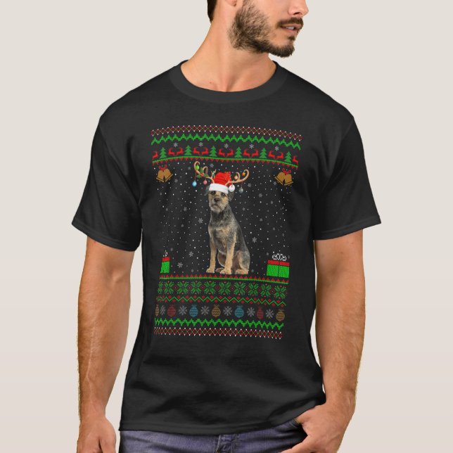 Camiseta Sombrero de reno que coincide con el feo borde del (Anverso)