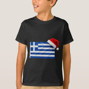Camiseta Sombrero de Santa bandera griega Divertido Navidad