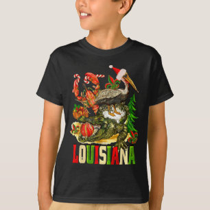 Camiseta Sombrero de Santa de Cocodrilo de Bayou de Navidad