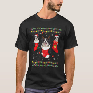 Camiseta Sombrero de Santa Hat de reno collie en la fronter