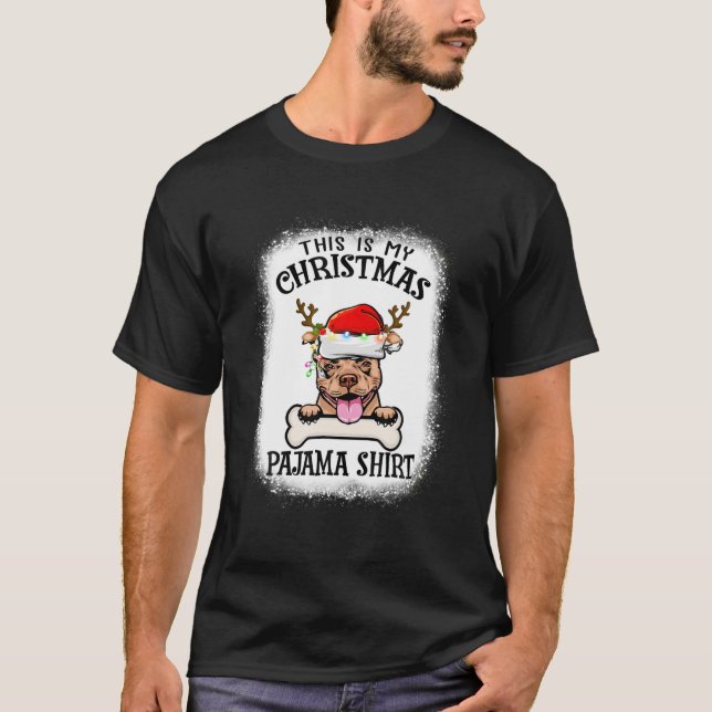 Camiseta Sombrero de Santa Hat de reno Pitbull con Navidad  (Anverso)