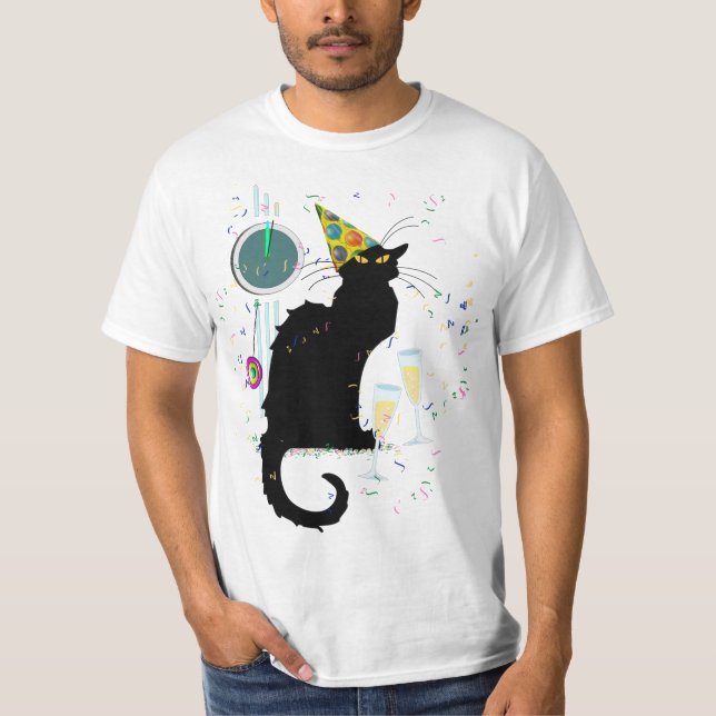 Camiseta Sombrero de Santa Le Chat Noir Navidad (Anverso)