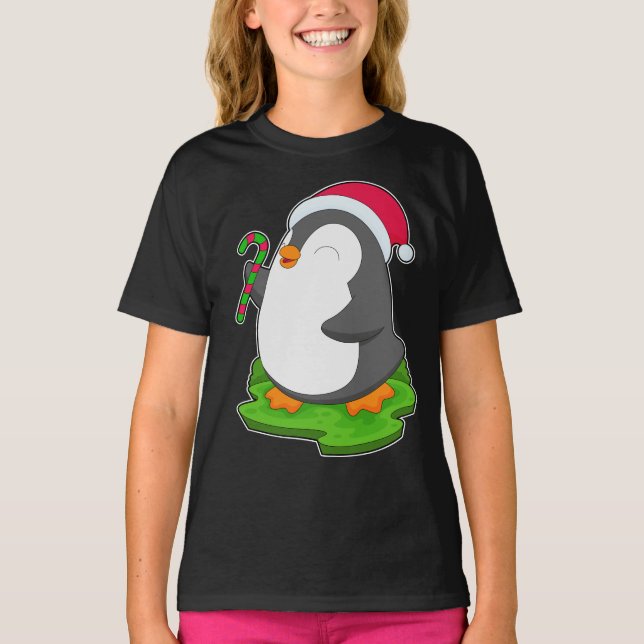 Camiseta sombrero de Santa navidad de pingüino (Anverso)