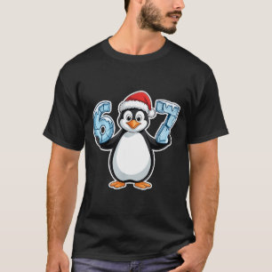 Camiseta Sombrero de Santa Pingüino 67 Números Helados Cump