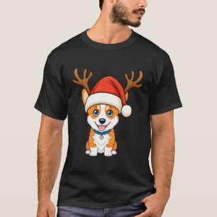 Camiseta Sombrero de Santa Reno Perro Corgi Navidad Diverti