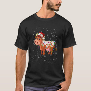 Camiseta Sombrero de Santa Vaquilla Luces de Navidad Navid