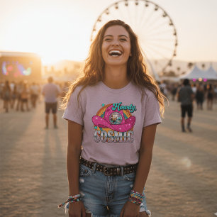 Camiseta Sombrero de vaquero de bola de discoteca rosa vaqu