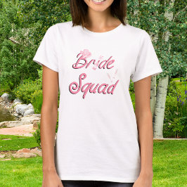 Camiseta Sombrero de vaquero rosa con flores Bride Squad 