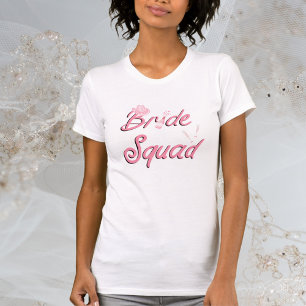 Camiseta Sombrero de vaquero rosa con flores Bride Squad 