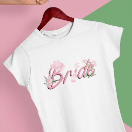 Camiseta Sombrero de vaquero rosa con flores Novia 