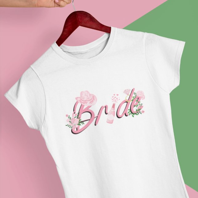 Camiseta Sombrero de vaquero rosa con flores Novia  (Subido por el creador)