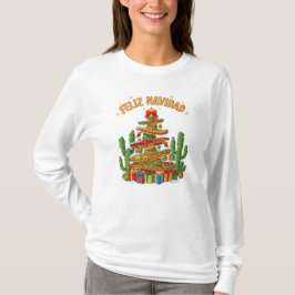 Camiseta Sombrero Divertido Apilado Árbol de Navidad Feliz 