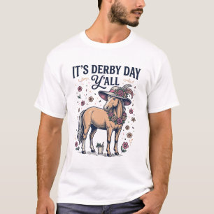 Camiseta Sombrero Floral de Caballo Día del Derby Y’all