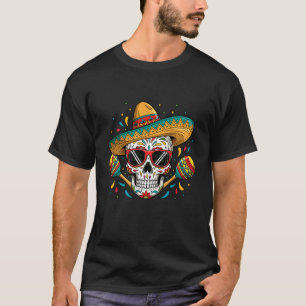 Camiseta Sombrero Maracas Esqueleto Fiesta Mexicana Dia De 