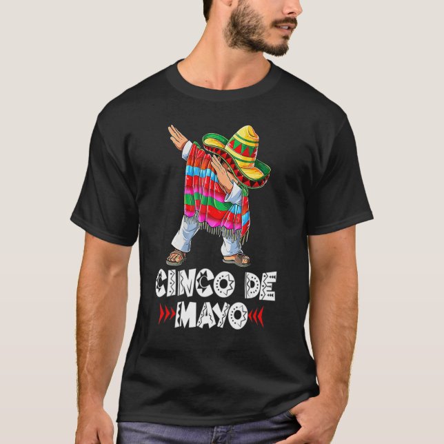 Camiseta Sombrero mexicano Cinco Dabbing De Poncho Mayo (Anverso)