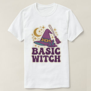 Camiseta Sombrero Retro de Bruja Básica Arte de Halloween d
