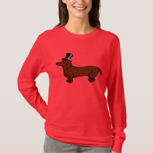 Camiseta Sombrero superior Dachshund marrón