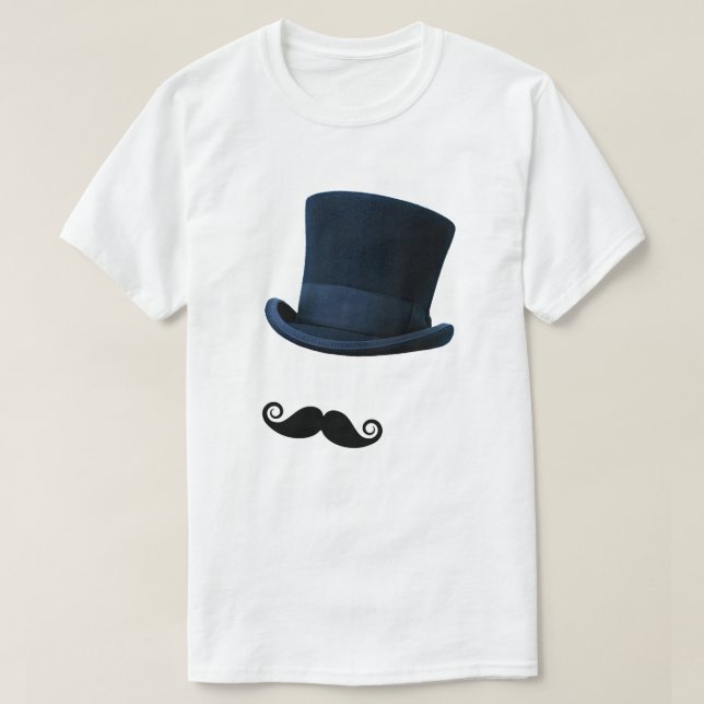 Camiseta Sombrero superior y bigote (Diseño del anverso)