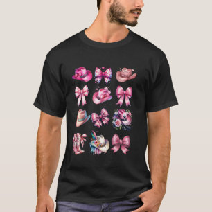 Camiseta Sombreros de vaquero rosados Coquette lazos Botas 