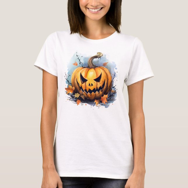 Camiseta Sombrío Jack-o-lantern de otoño (Anverso)