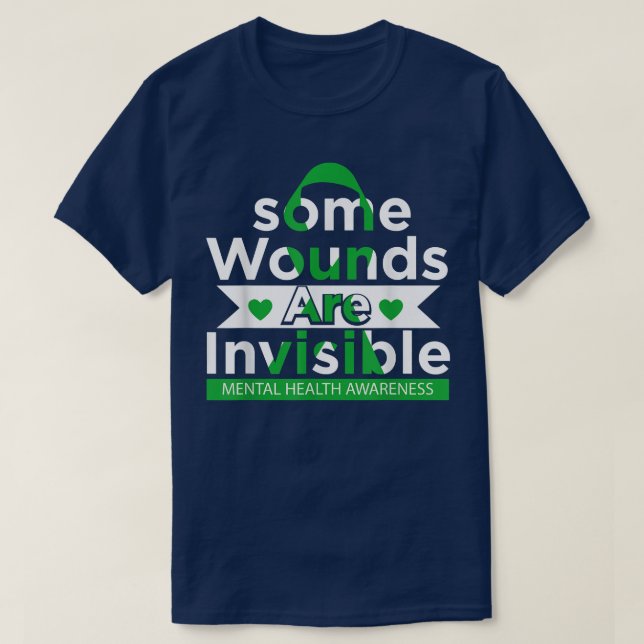 Camiseta Some Wounds Are Invisible Ribbon Mental Health Awa (Diseño del anverso)