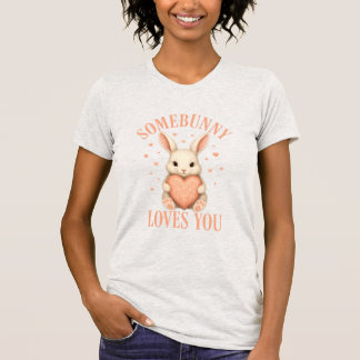 Camiseta Somebunny Loves You Cute Bunny Light Grey T-Shirt