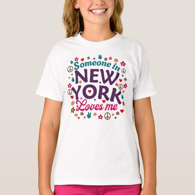 Camiseta Someone in New York Loves Me Retro Funny Design (Anverso)