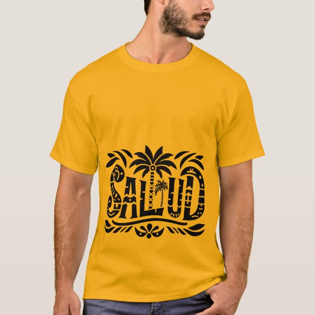 Camiseta Sommer Sonne und Meer - "SALUD" - Palmendekor (Anverso)