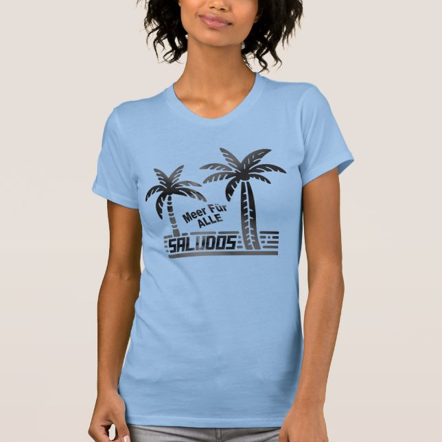 Camiseta Sommer Sonne und Meer - "SALUDOS" - Palmendekor (Anverso)