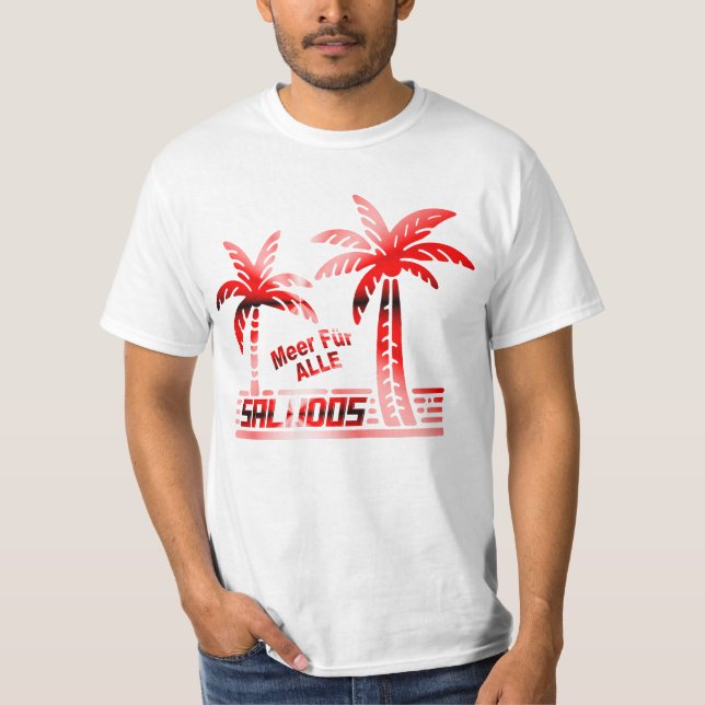 Camiseta Sommer Sonne und Meer - "SALUDOS" - Palmendekor (Anverso)