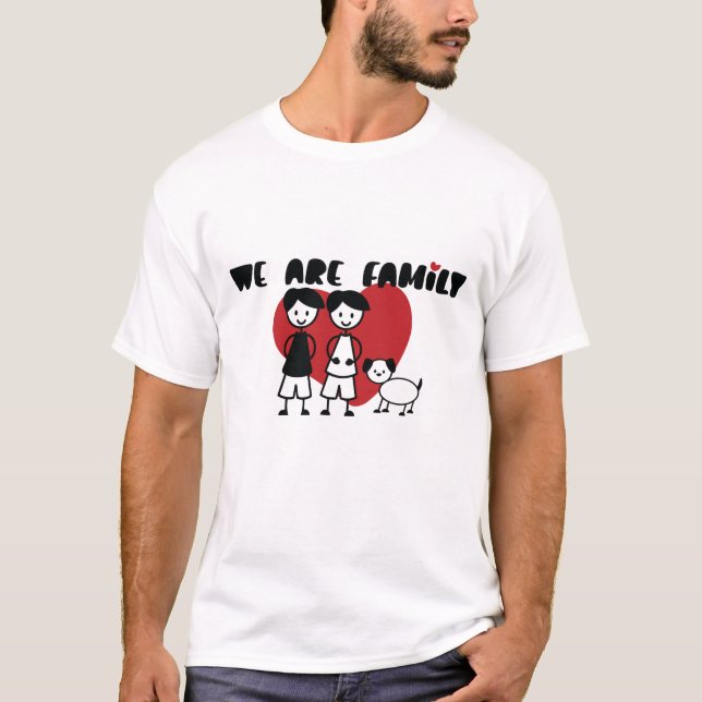 Camiseta Somos familia - Gay temática dos hombres y perro (Anverso)