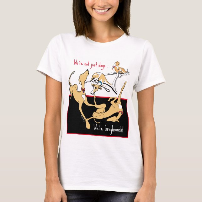 Camiseta ¡Somos Greyhounds! Tema negro, blanco y rojo T-Shi (Anverso)
