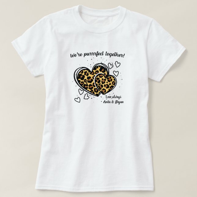 Camiseta Somos purrfect juntos corazón leopardo (Diseño del anverso)