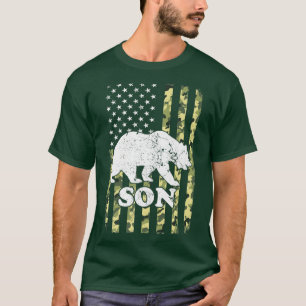 Camiseta Son Bear Camping Camuflaje de Senderismo Estados U