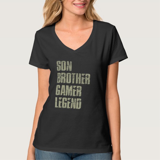 Camiseta Son Brother Gamer Legend For Teenage Boys Christma (Anverso)