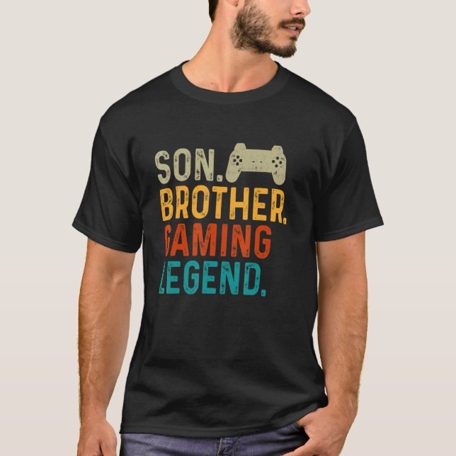 Camiseta Son Brother Gaming Legend Gamer Video Gamer Pc Ner (Anverso)