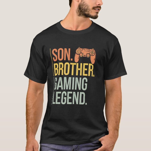 Camiseta Son Brother Gaming Legend Retro Gamer Boys Kids Me (Anverso)