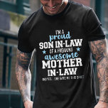 Camiseta son-in-law of a freaking awesome mother-in-law<br><div class="desc">Are you a Proud Mother in Law? Are you looking for a Birthday Gift or Christmas Gift for your Son in Law who thinks that you are a freaking awesome Mother in Law? Then this is your Son in Law Gift Shirt!</div>
