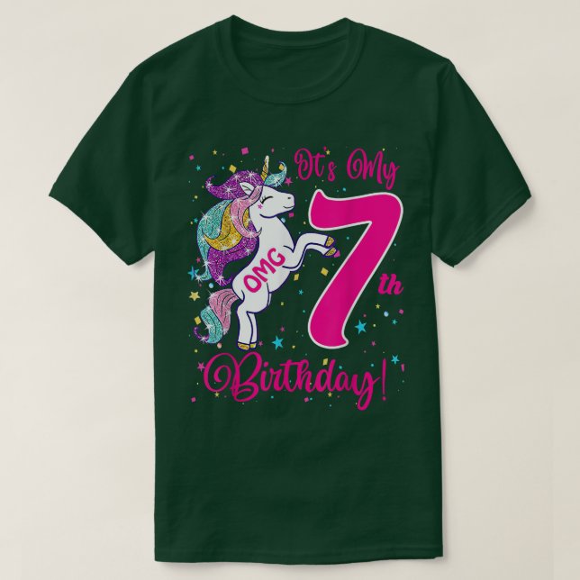 Camiseta Son Mis Siete Ropas De Unicornio De Cumpleaños Par (Diseño del anverso)
