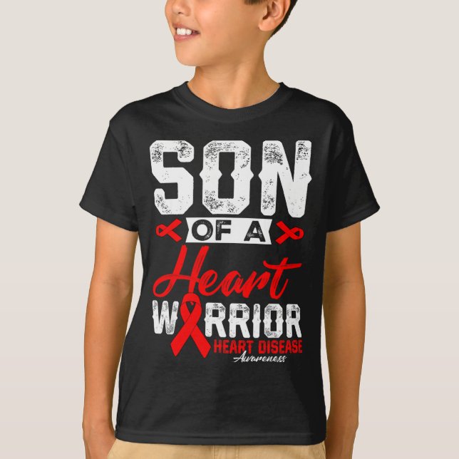Camiseta Son Of A Heart Warrior Heart Disease Red Ribbon Me (Anverso)